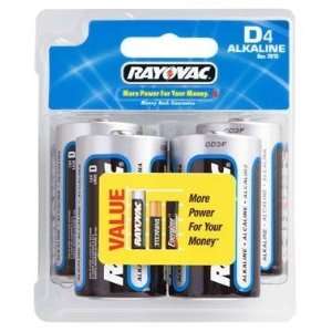  Rayovac 813 4 Alkaline D Cell Batteries 4 per Package 