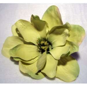   Green Magnolia Flower Hair Clip and Pin Back Brooch 