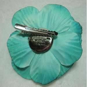  Blue Camellia Flower Hair Clip and Pin Back Brooch Beauty