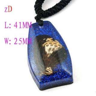 C7520 Resin Picturesque Butterfly Amber String Pendant  