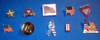 10 Pc Pin Lot Military Patriotic US Flag Fleet Reserve  