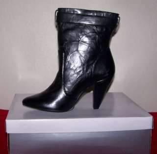 Gorgeous Black Textured Ankle Boots feature 4 heels, adjustable wrap 