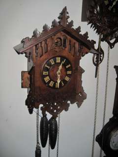 Gorgeous Antique Cuckoo Clock German Made Fruit Wood  