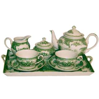 Porcelain Vintage Victorian Gondola Tea Set Transferware Teaset 