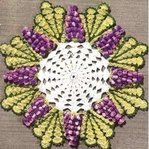 Vintage Crochet PATTERN to make   Grape Popcorn Quick Doily Motif. NOT 
