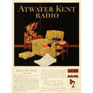  1925 Ad Living Room Antique Atwater Kent Radio Speaker 