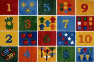 3x5 Numbers Shapes Colors Learning Plush Nylon Area Rug  