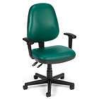 green vinyl ergonomic posture task office desk chair with arms