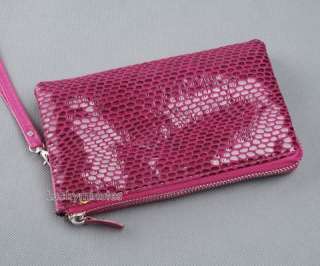 I588 Rose Snake Pattern Hand Wrist Checkbook Bag Purse  