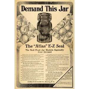 1911 Ad Hazel Atlas E Z Seal Glass Jars Preserves Pears 
