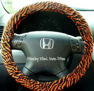 Car Steering Wheel Cover Black Orange Zebra Print NEW  