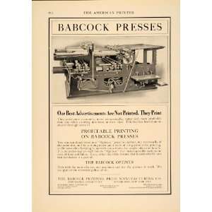  1913 Ad Babcock Printing Press Optimus Antique Machine 