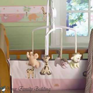 Baby Girl Jungle Monkey Safari Crib Nursery Bedding Set  