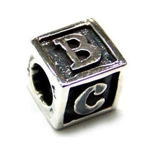 com Authentic Biagi ABC Baby Block Bead Charm   .925 Sterling Silver 