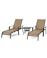   Patio Furniture, 3 Piece Chaise Set (2 Chaise Lounges, 1 End Table