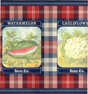 RALPH LAUREN Vegetables Seed Pack Package RED Blue Plaid Check Wall 
