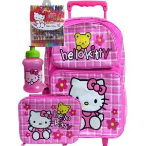  School Hello Kitty Pink Rolling Backpack Matching Lunch 