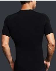 MENS MUSCLE V NECK T SHIRTS BODY SLIMMING SLEEVE NEW BLACKS  