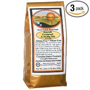 Gifts Of Nature Buttermilk Cornbread Mix, 21 Ounce Bags (Pack of 3)