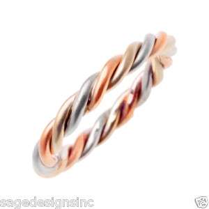 mm Braided Wedding Band Ring 14K Tri Color Gold 4 11  