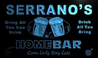 p1646 b Serranos Personalized Home Bar Neon Beer Sign  
