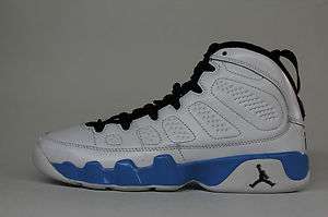  Jordan Retro 9 UNC White Blue Authentic Big Kids Basketball Sneakers