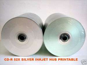 200pcs 52X Blank CD R Silver Inkjet Hub Printable Disc  