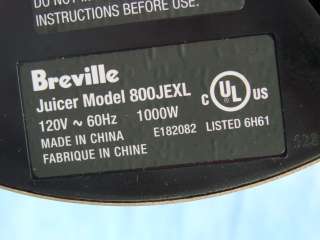 Breville Professional Grade Juice Fountain Elite Juicer Model 800JEXL 