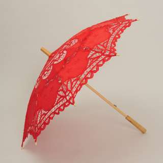 Battenburg Classical Bridal Lace parasol Wedding umbrella Red 