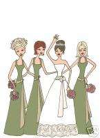 Bridal THANK YOU cards wedding olive green bridesmaids  