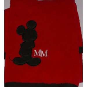   Mouse Cotton Bath Towel Red with Emboidered Monogram