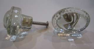 12 Clear glass cabinet knob pulls hardware Oval shape  