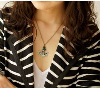 2012 Retro Style Rhinestone Anchor Design Bronze Chain Pendent Vintage 