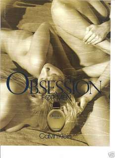 1986 OBSESSION COLOGNE FOR MEN Print Ad CALVIN KLEIN  