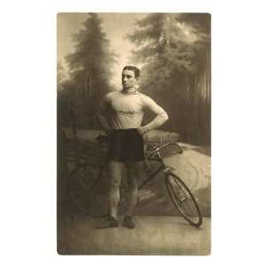  Muscular Man with Bicycle Premium Poster Print, 12x18 