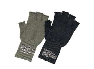 New Mens Black G.I. Wool Fingerless Gloves, Authentic (613902841109 
