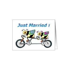  Bees on Tandem Bike Just Married Card Health & Personal 