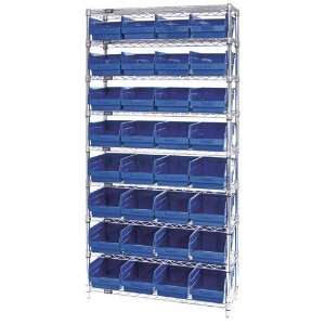  Chrome Wire Shelving Unit with Plastic Bins   WR9 207   12 