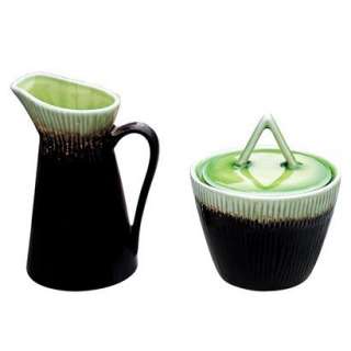 Kon Tiki Collection Sugar Bowl and Creamer Set   Green product details 