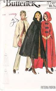 BUTTERICK 5741 SEWING PATTERN MISSES CAPE SIZE LARGE UC  