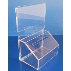   Donation Box Ballot Box with Lock and Sign Holder 