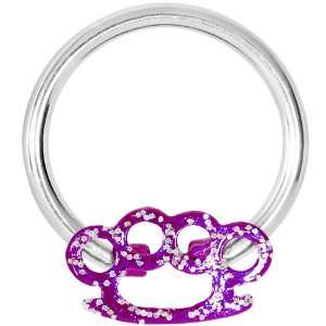  Hot Purple Glitterfiti Brass Knuckles Captive Bead Ring Jewelry