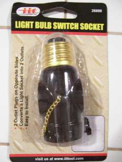 Light Bulb Pull Switch Socket_w/2 outlets_Easy Install  