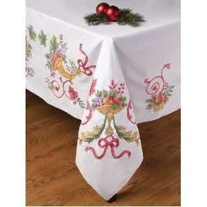 Bucilla 86193 Holiday Cornucopia Stamped Cross Stitch Tablecloth, 52 