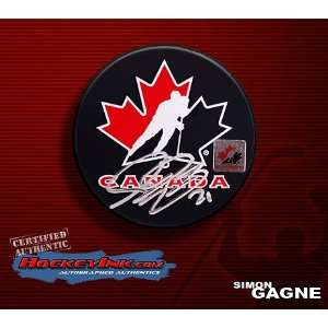    Simon Gagne Autographed Team Canada Hockey Puck