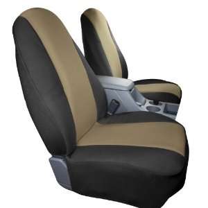   09 Black and Tan Neoprene Custom Made Low Back Front Bucket Seat Cover