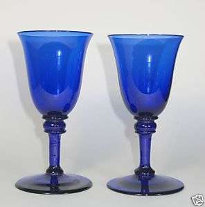 2x antique 19th C. cobalt blue White Wine Glass ca.1810  
