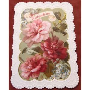 Carol Wilson Valentines Day Card   Camellias and Forget Me Nots