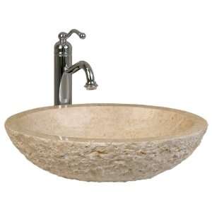  Oval Marble Vessel Sink with Chiseled Exterior   Polished 