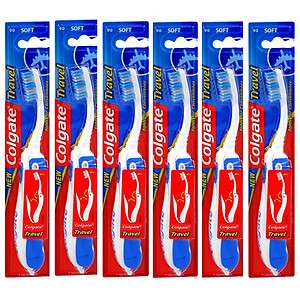 COLGATE VALUE TRAVEL FOLDING TOOTHBRUSH, SOFT, (PACK OF 6)  